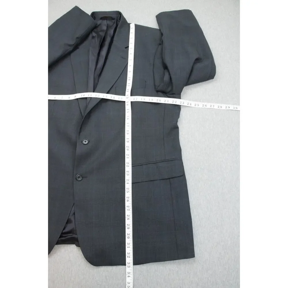 Brooks Brothers‎ Blazer Mens 46R Gray 346 Plaid Wool Blend Stretch 2 Buttons
